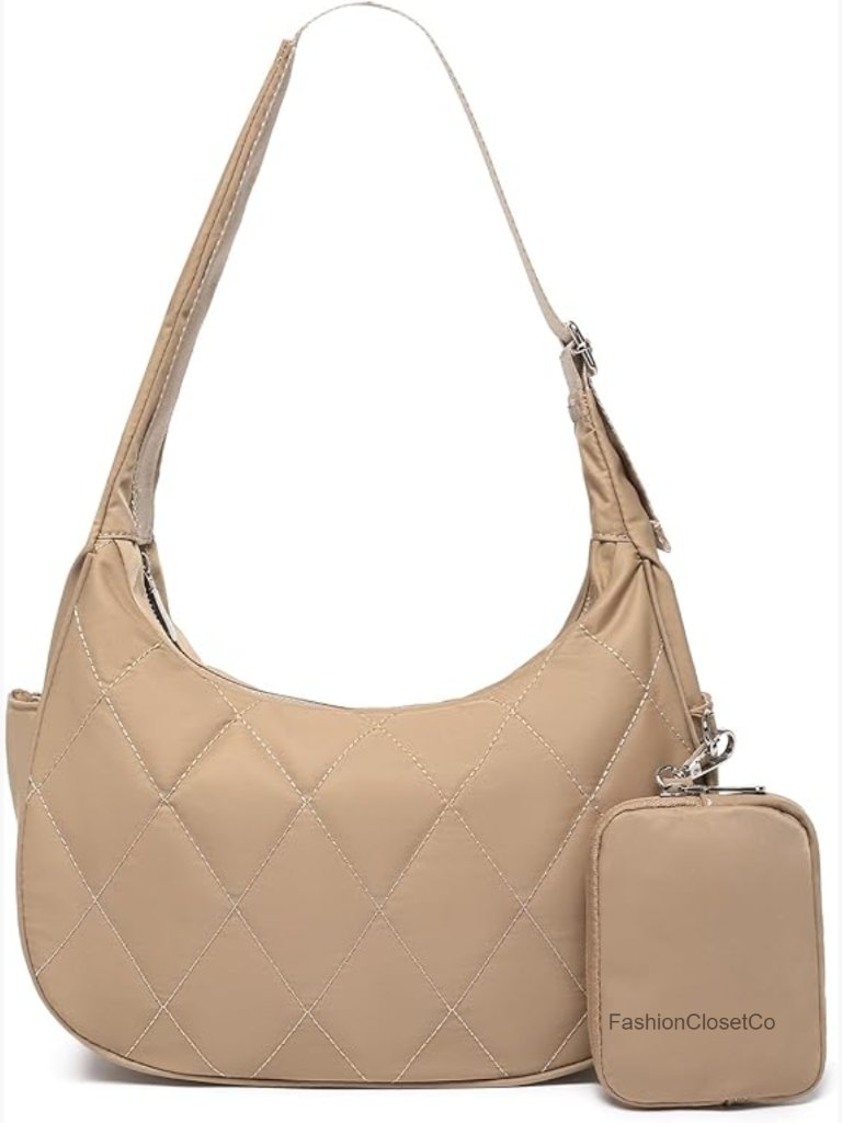 Lightweight Nylon Crescent Crossbody Hobo Bag With Coin Wallet, Adjustable